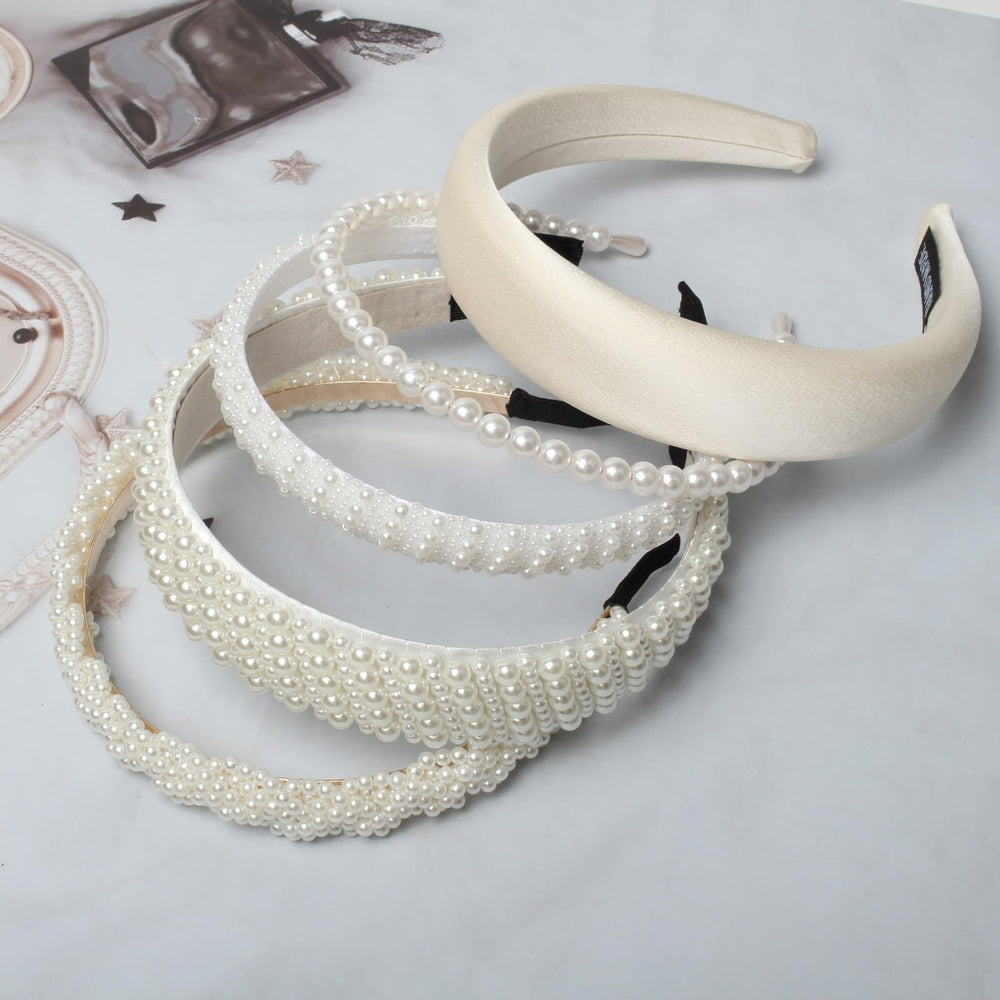 Cuizhiyu diadema con perlas blancas, versátil para bodas, fiestas y sesiones de fotos.