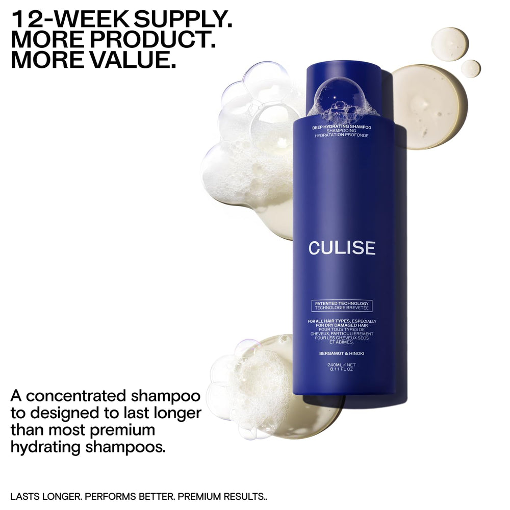CULISE Sulfate-free shampoo foamy lather demonstrates lightweight clean feel