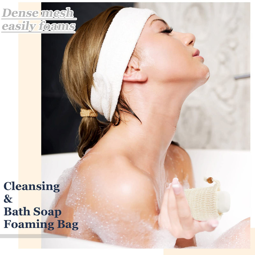 Cunhill exfoliating soap bag delivers foaming action for smoother skin.