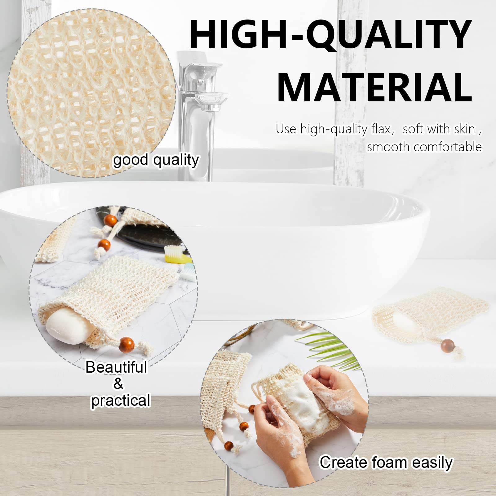 Cunhill bag featuring wooden bead for stylish hydrating bath routine.