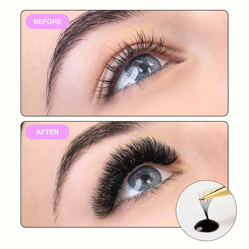 CURACORO glue retention image suggests up to 7–8 weeks of wear.