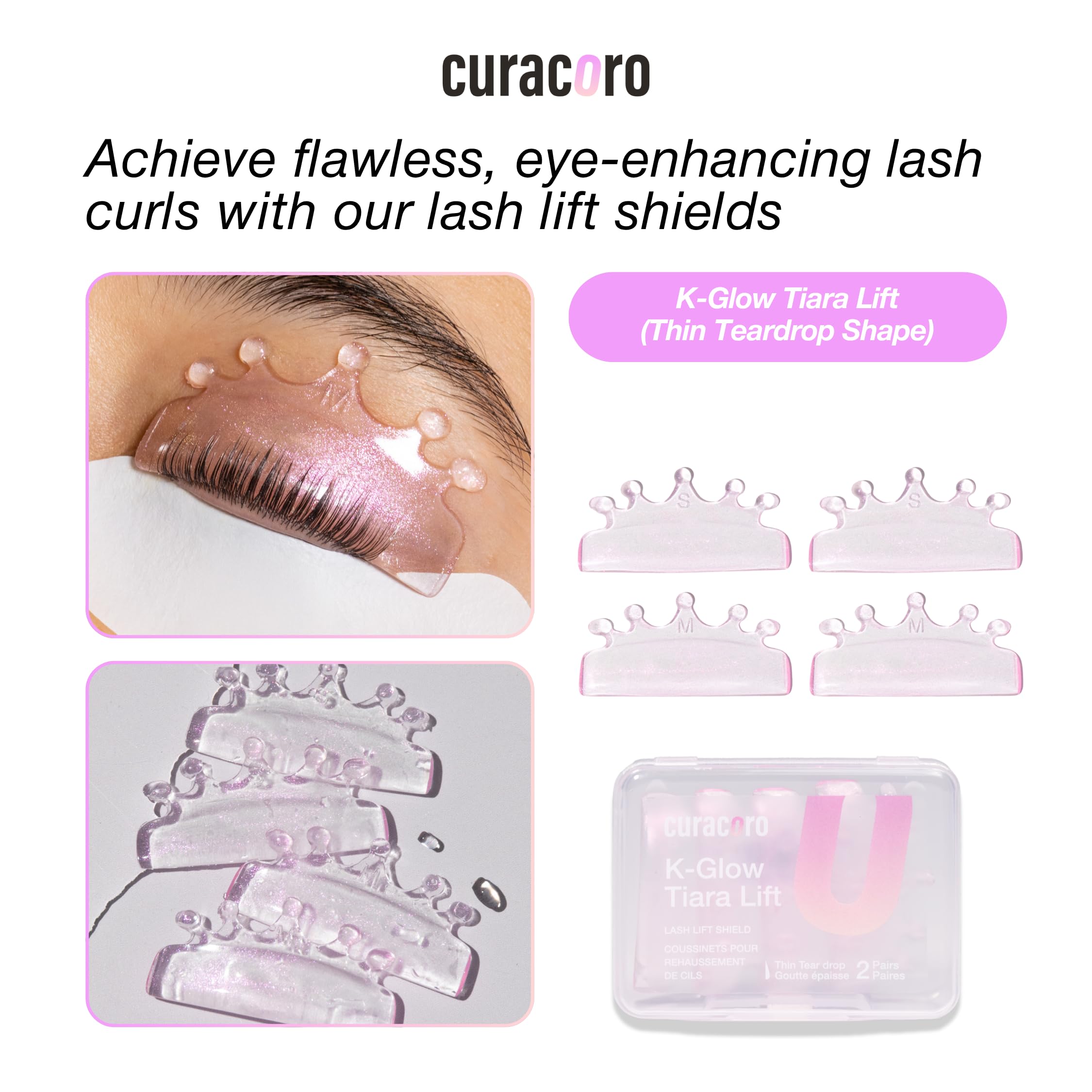 Curacoro lash lift shields durable silicone pads for repeated lash perm sessions.