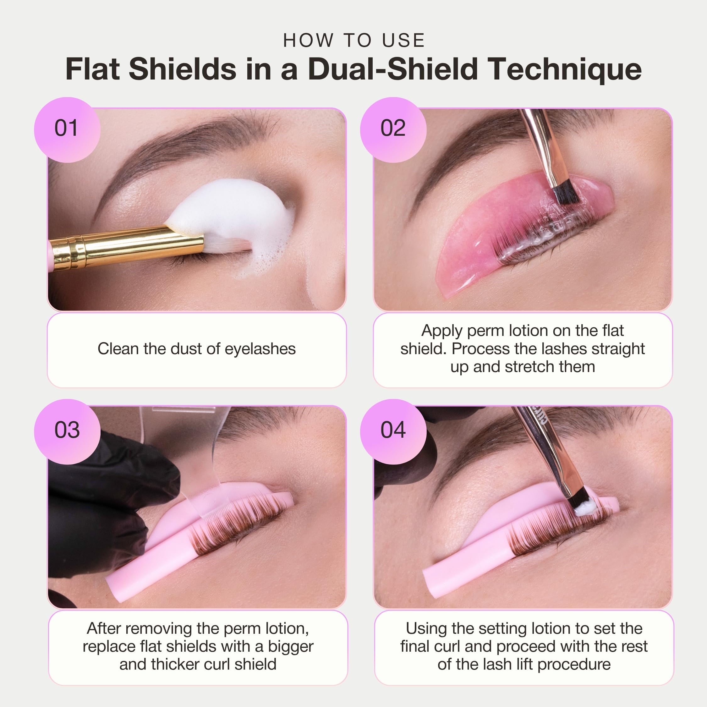 Curacoro lash lift shields suitable for both professional salons and home use.