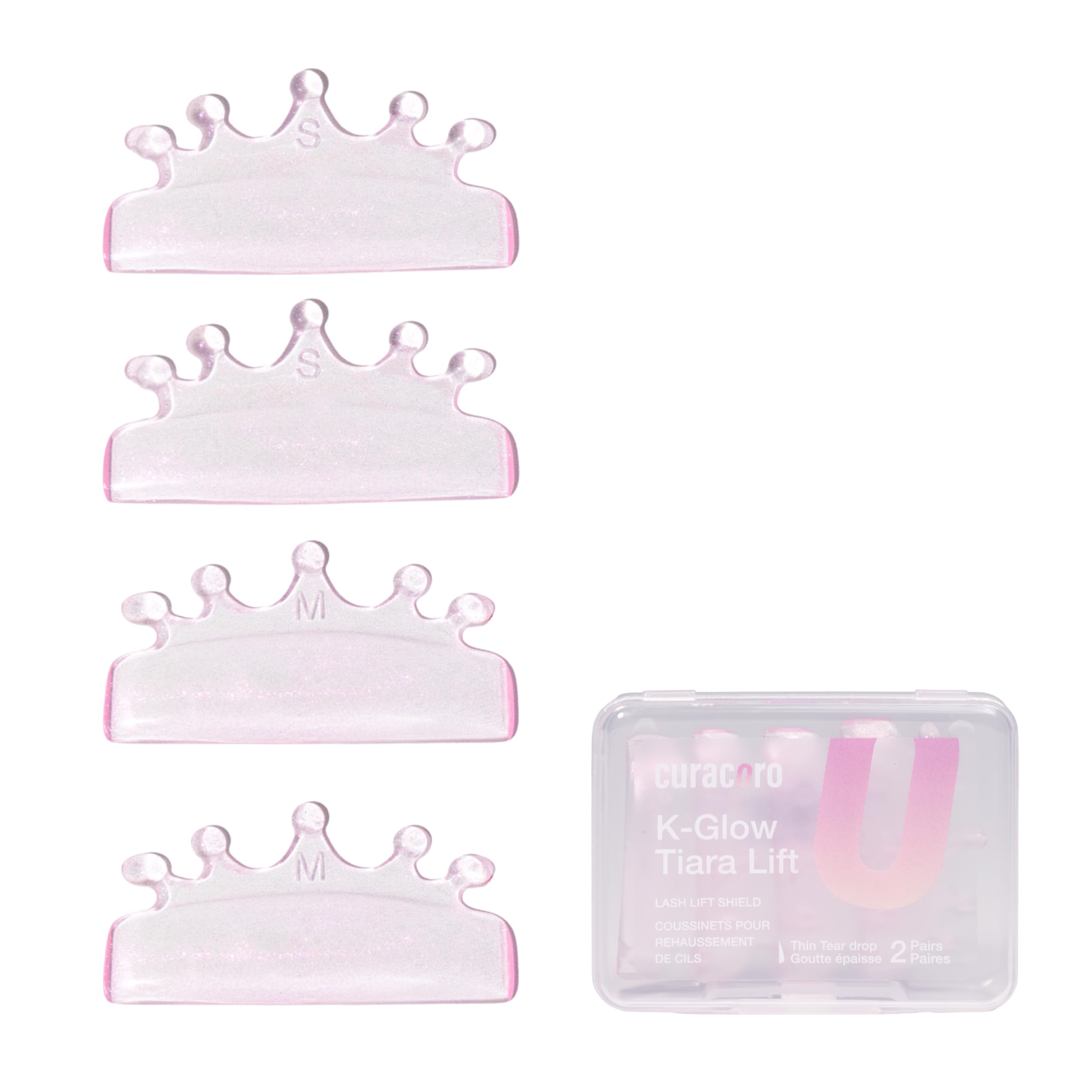 Curacoro lash lift shields teardrop size S provide precise lift for short lashes.