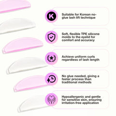 Curacoro silicone lash pads self-adhesive for secure lash positioning during lifts.