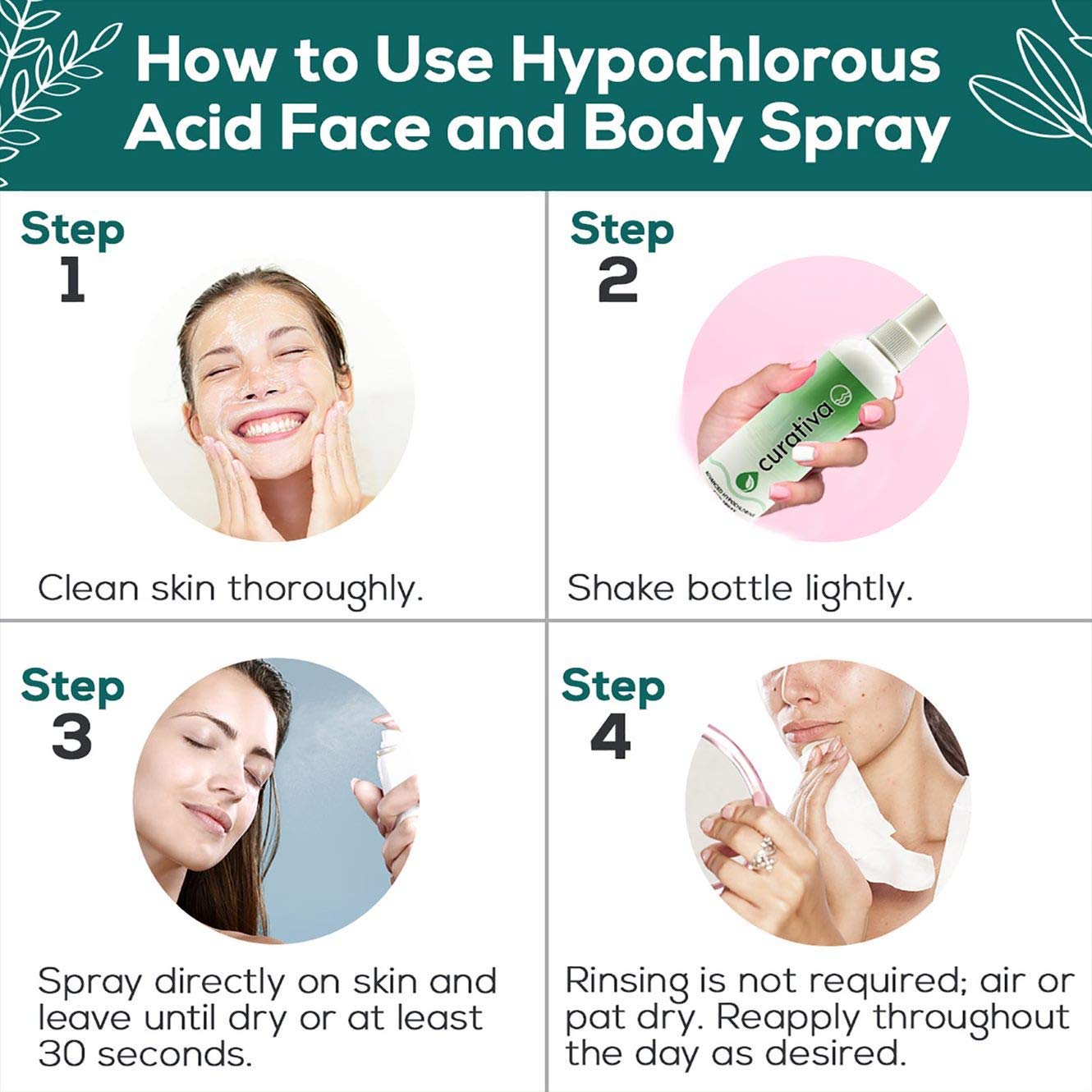 Curativa Bay spray being applied as a gentle facial mist for softness.