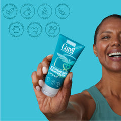 Aplicación fácil con tubo Curel, crema no grasa para manos.