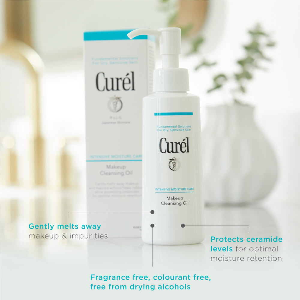 Curel Desmaquillante Aceite: quita maquillaje e impurezas de poros sin irritar.