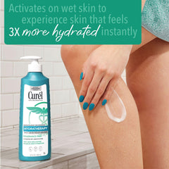 Aplicación en la ducha con Curel Hydra Therapy, sensación de hidratación inmediata.