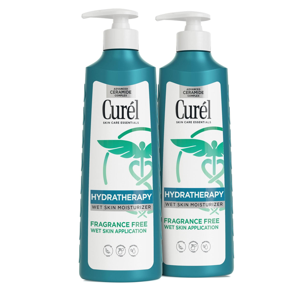 Curel Hydra Therapy wet-skin lotion bottle on shelf for in-shower hydration