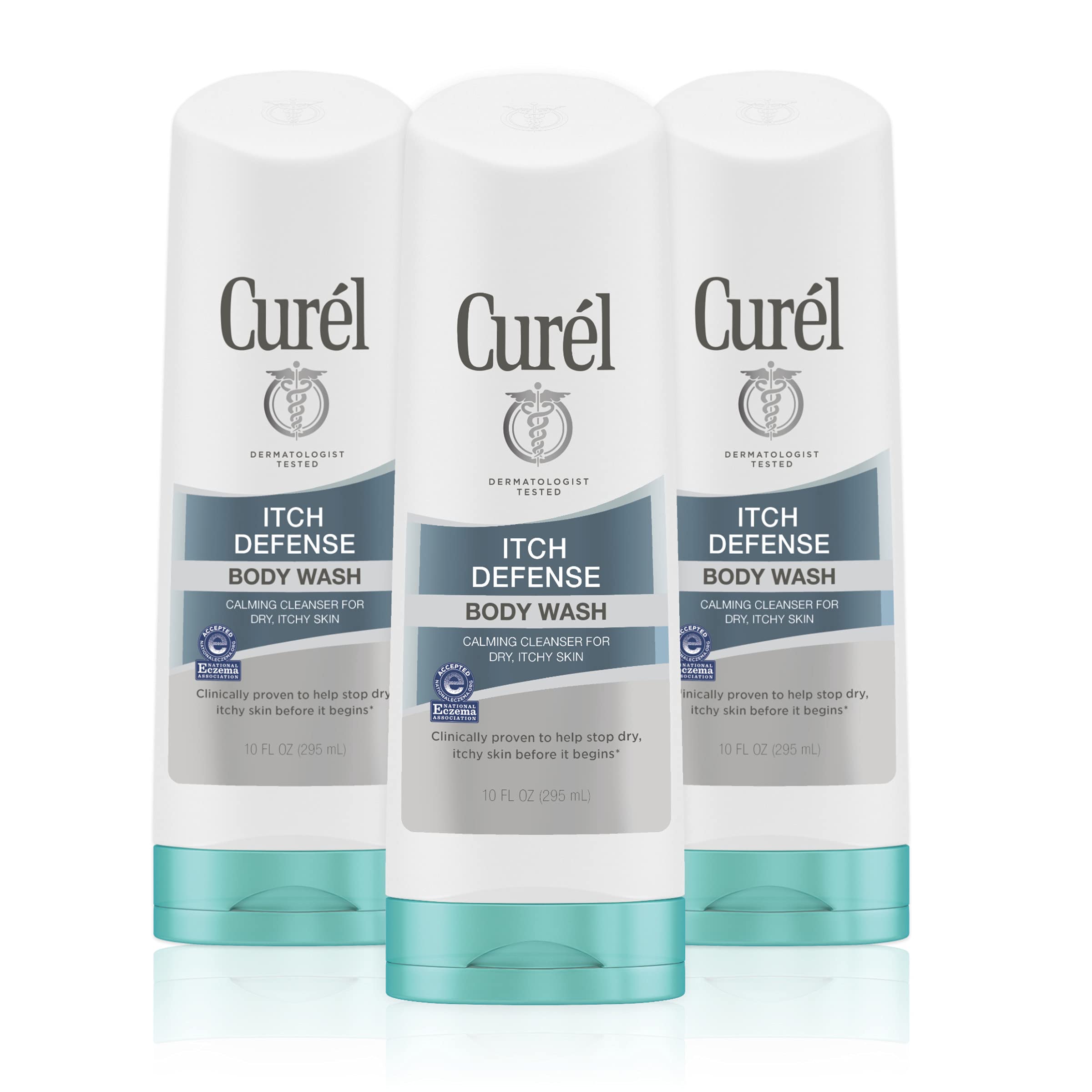 Curel Itch Defense bottle front view: calming cleanser for dry skin