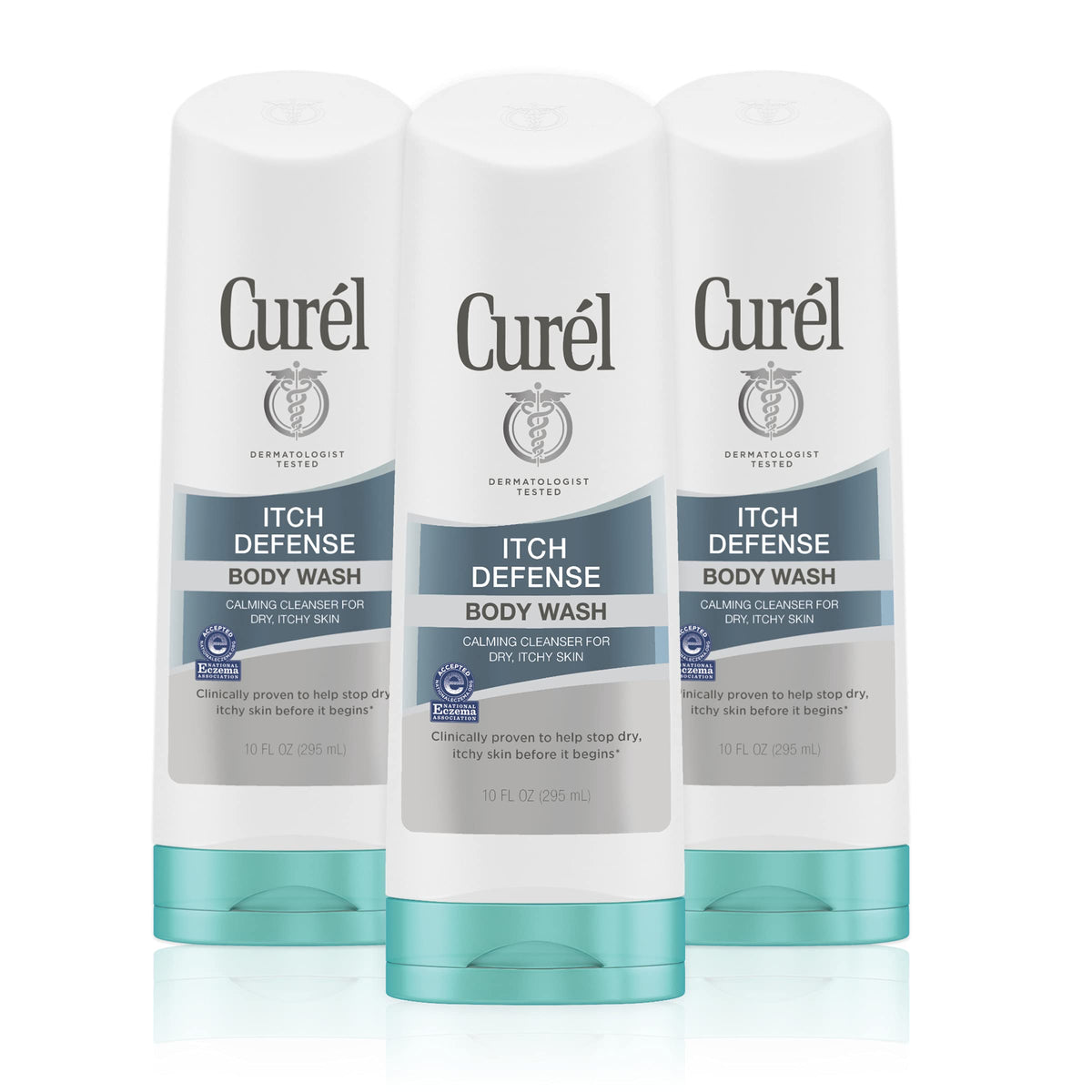 Curel Itch Defense bottle front view: calming cleanser for dry skin