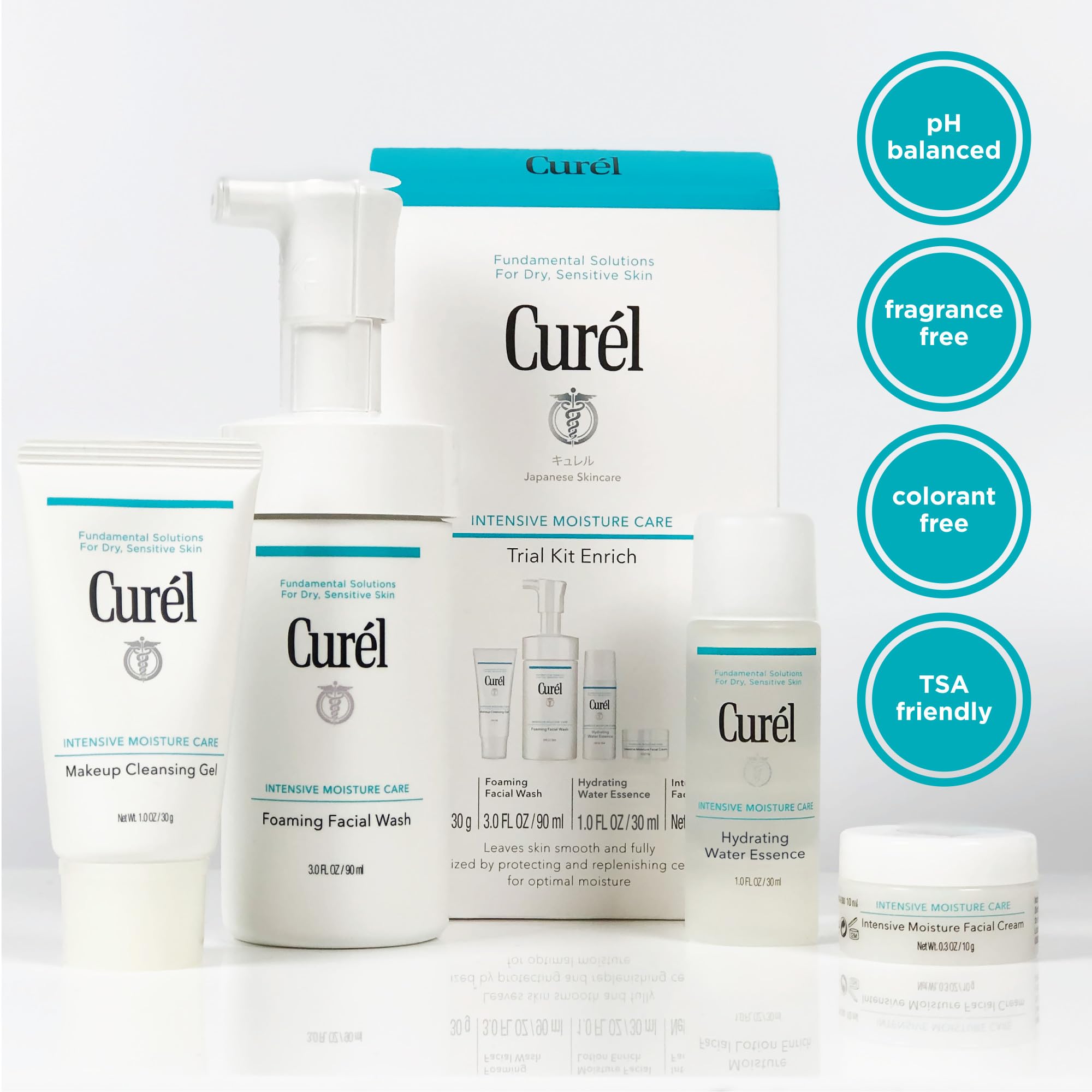 Limpiador facial en espuma de Curel, limpieza suave sin resecar.