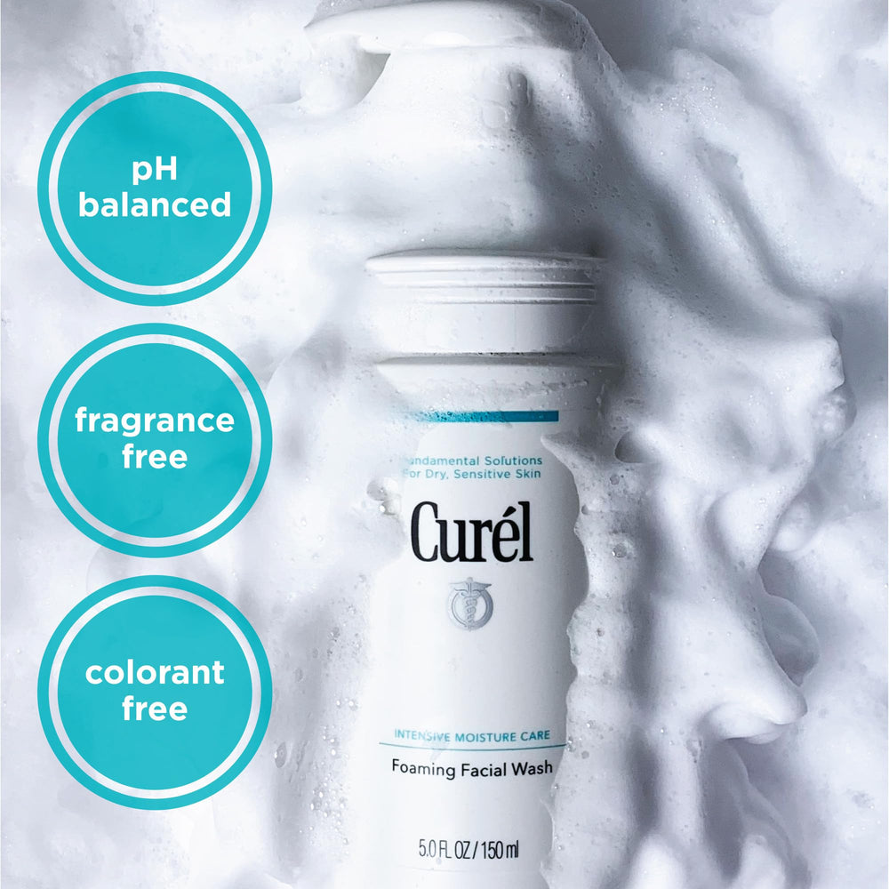 Curel makeup cleansing gel paired with foaming wash on skin