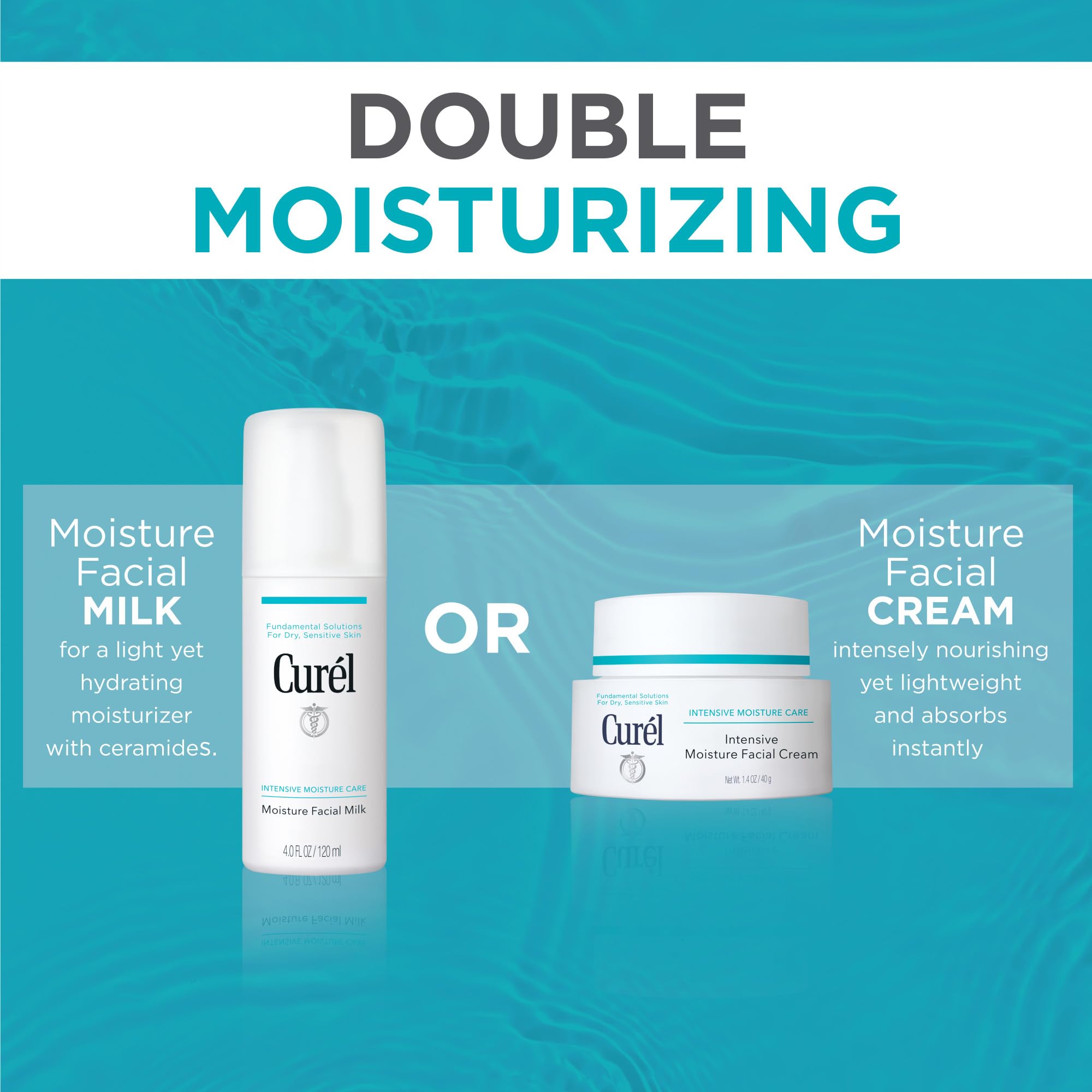 Step 2 in the routine: double moisturizing with Curel facial milk.