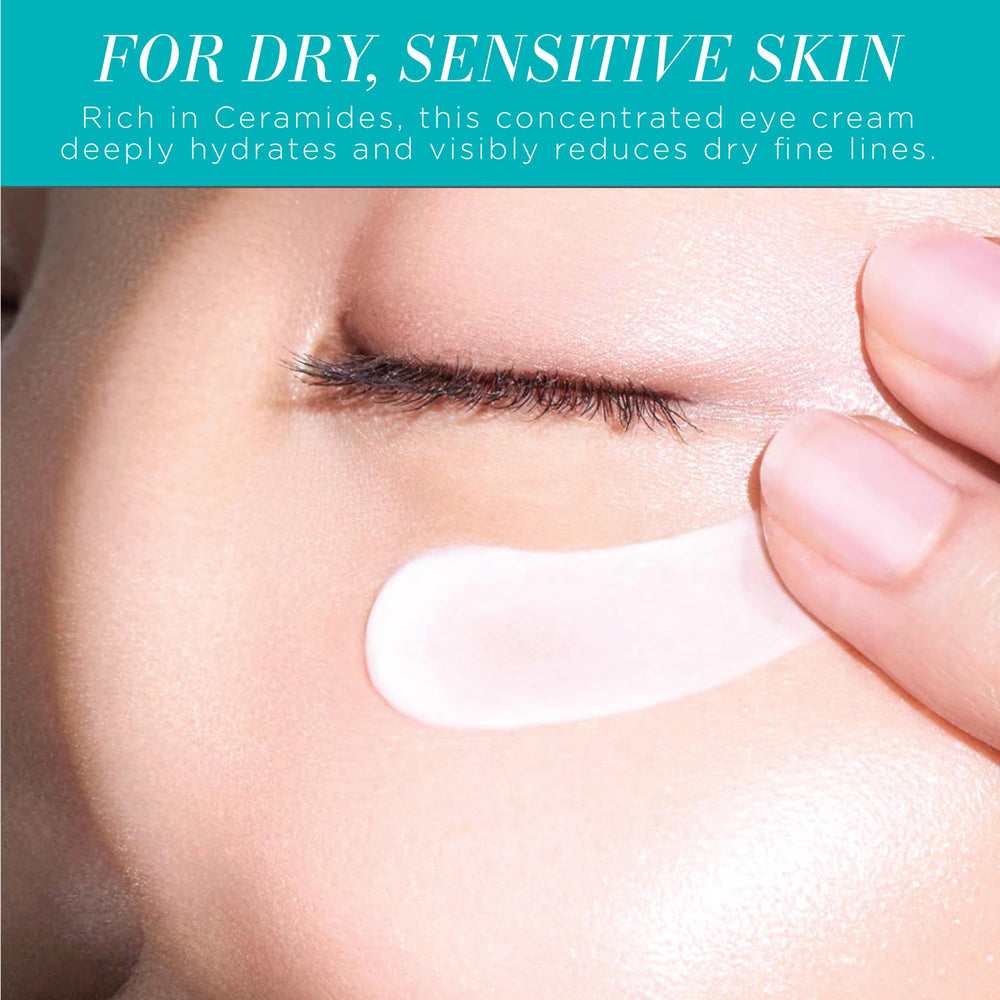 Curel under-eye application closeup showing gentle massage for dry skin