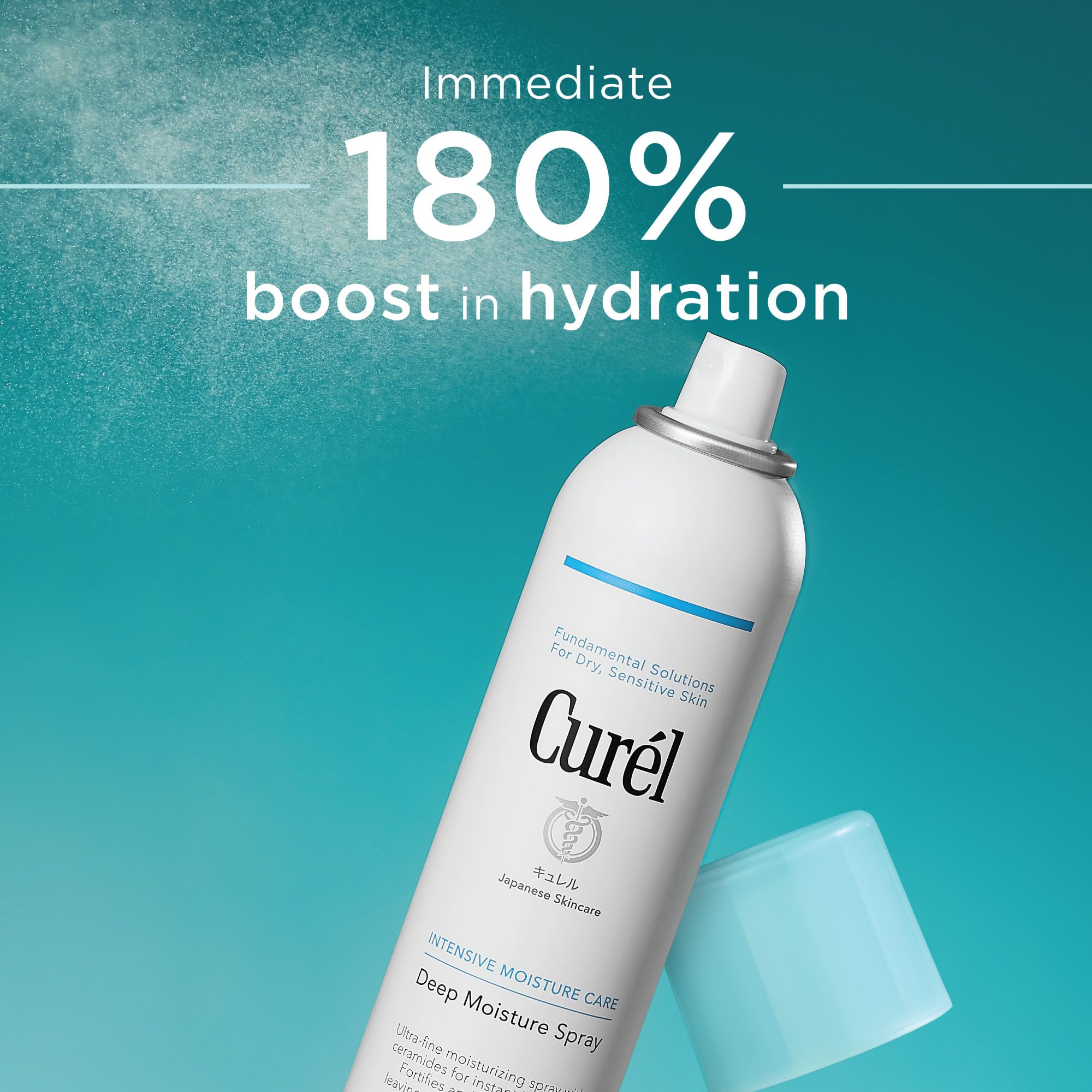 Uso corporal con Curel, spray hidratante todo en uno.