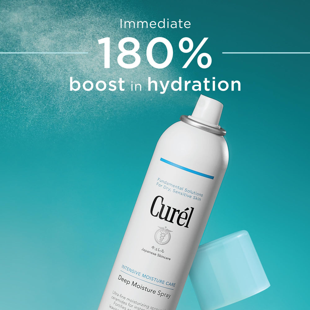 Uso corporal con Curel, spray hidratante todo en uno.