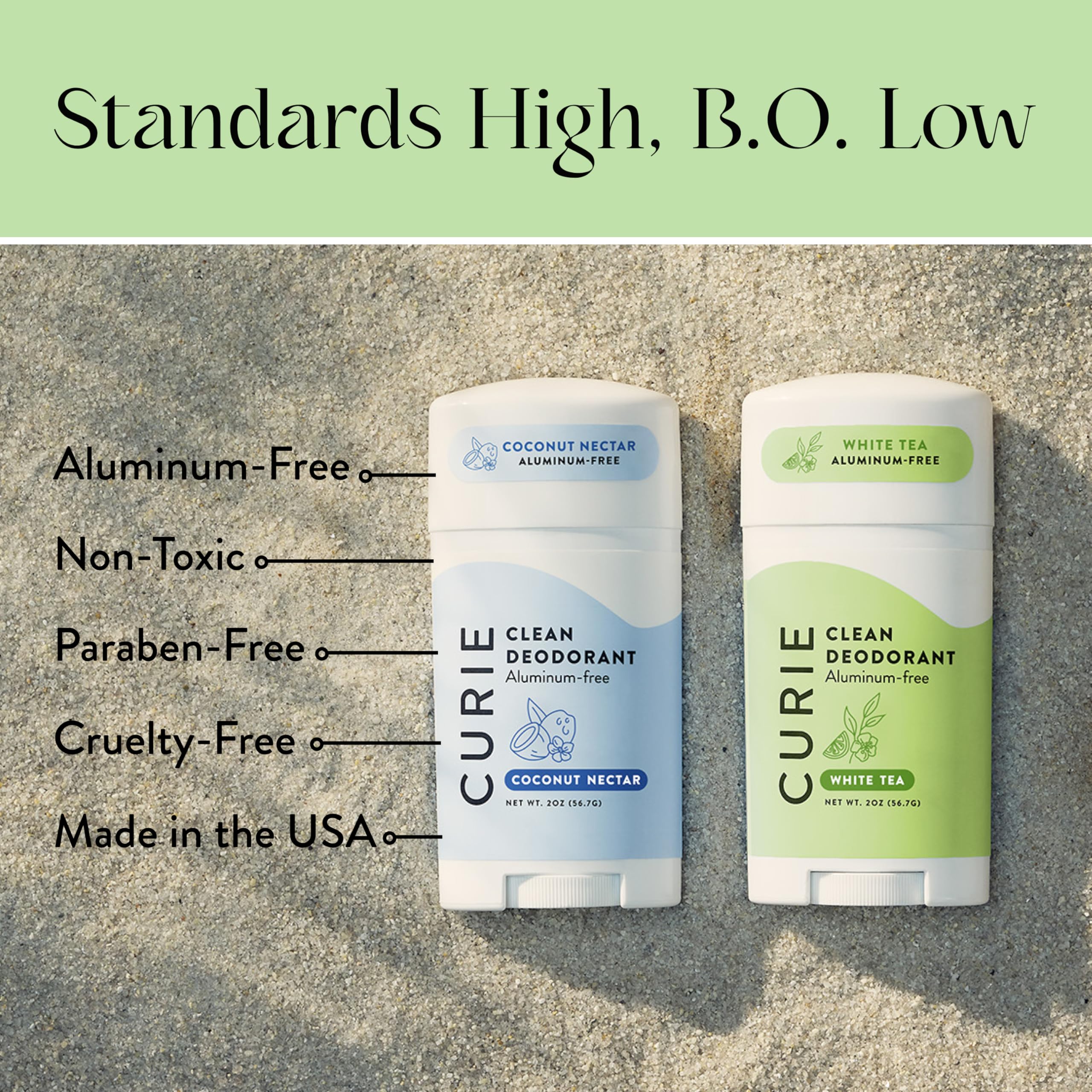 Curie deodorant glide-on application demonstrating smooth, non-greasy feel.