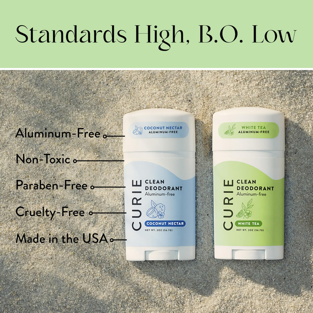 Curie deodorant glide-on application demonstrating smooth, non-greasy feel.