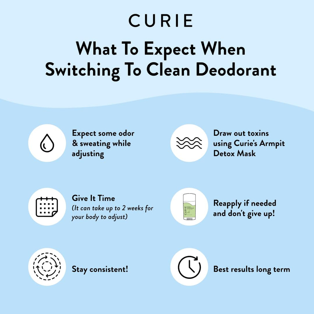 Curie aluminum-free deodorant formulated for sensitive skin, gentle daily protection.