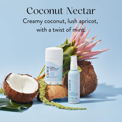 Curie Coconut Nectar deodorant stick glide demonstrates non-greasy, stain-free application.