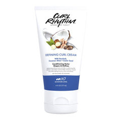 Curl Rhythm Defining Curl Cream bottle shows smooth, hydrated curls with shine.