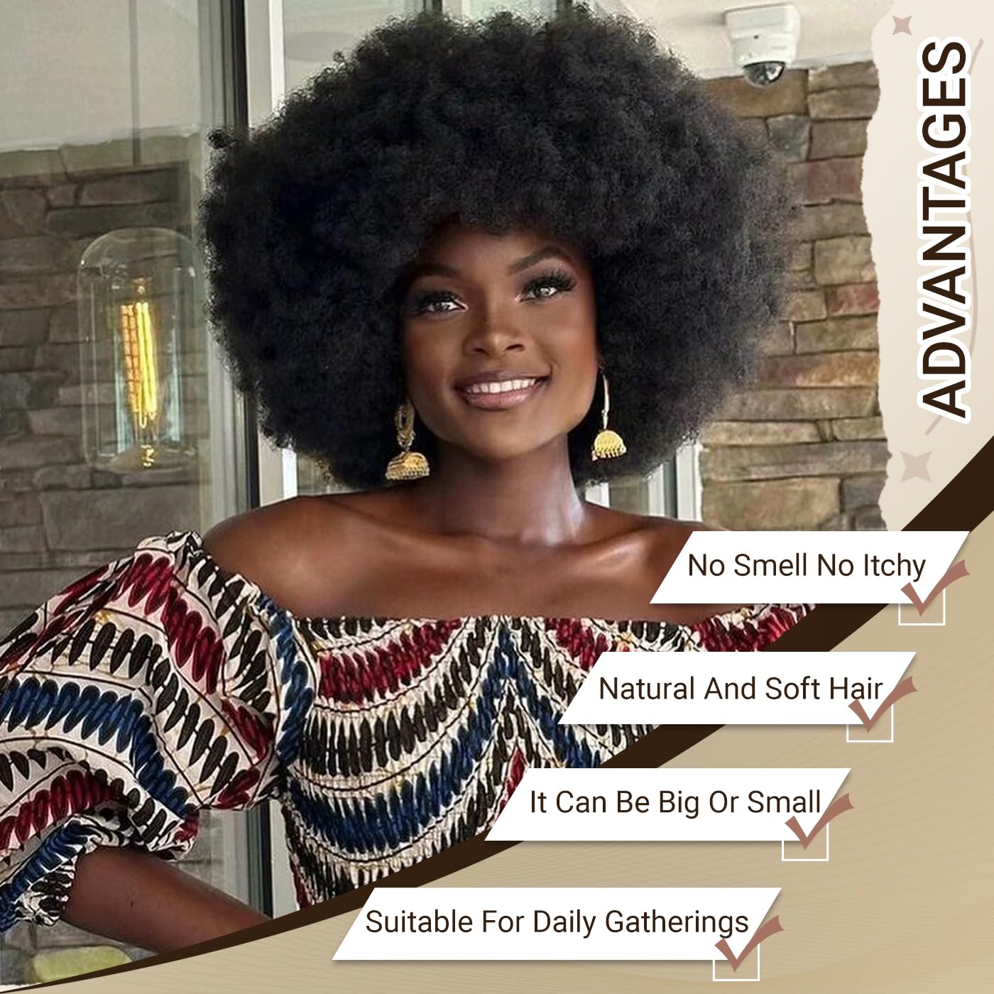 CURLCRAZY bouncy fluffy puff afro wig adds dramatic volume for parties.