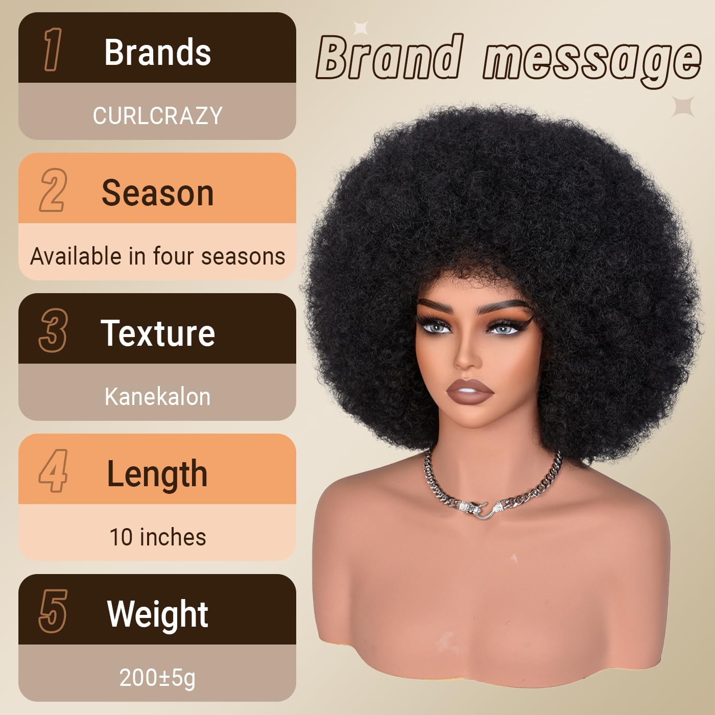 CURLCRAZY Afro wig ideal for daily wear and cosplay performances.