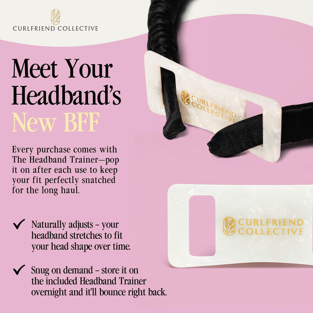 Curlfriend Collective Onyx headband shown for everyday use