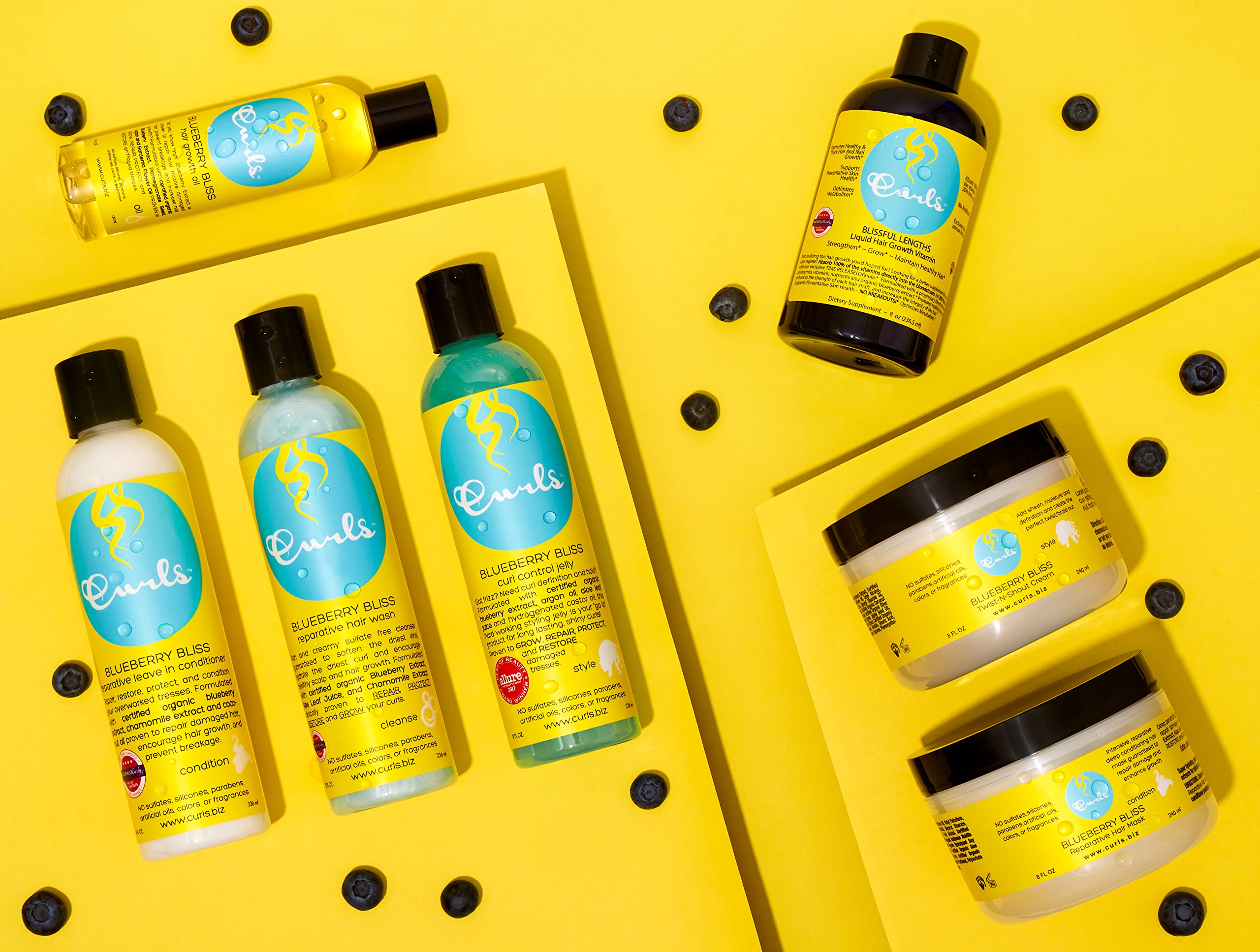 Cabello hidratado y definido tras usar Curls Blueberry Bliss