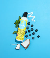 Curls Blueberry Bliss free-from label indicates no sulfates, silicones, or parabens.