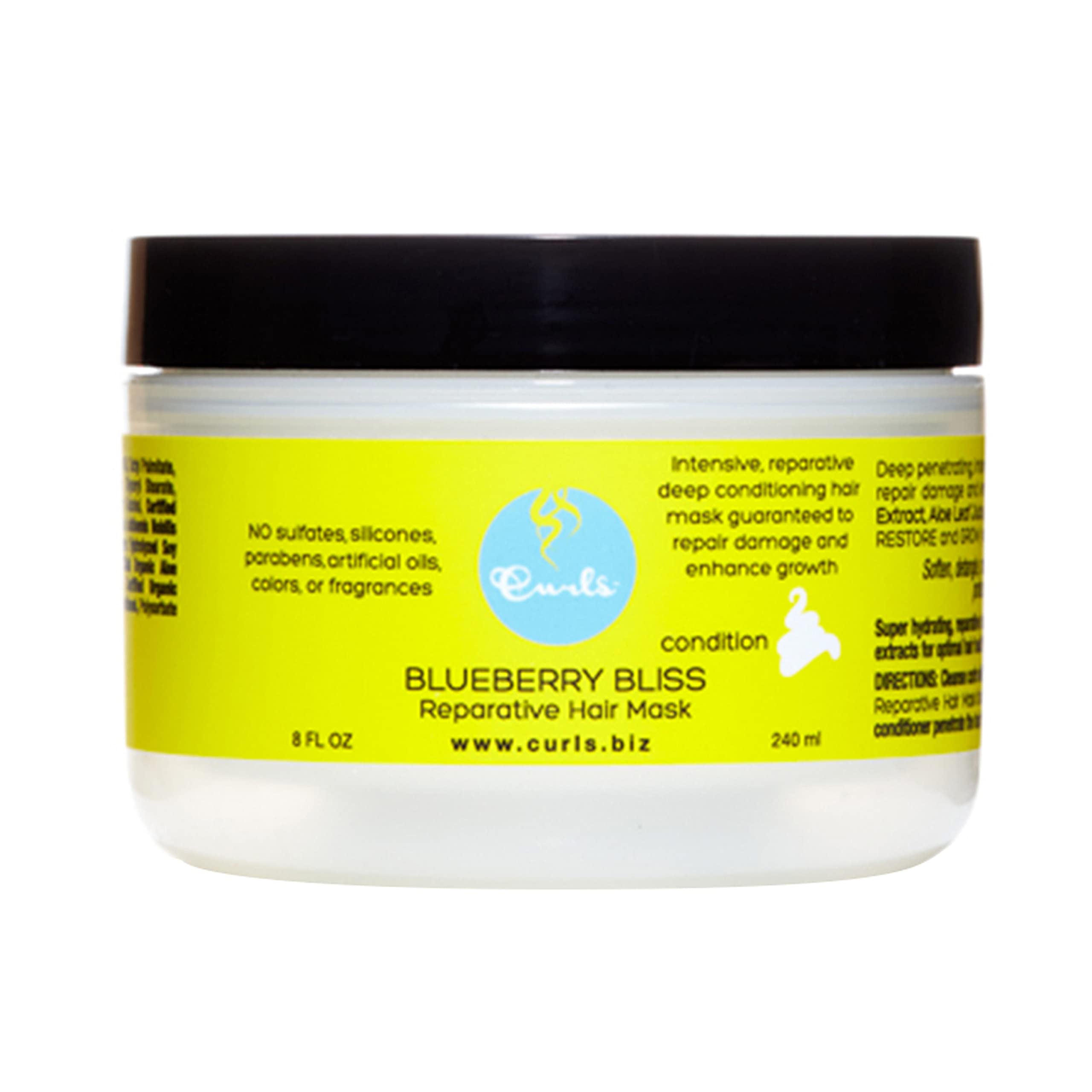 Curls Blueberry Bliss Mascarilla en botella para acondicionamiento profundo de rizos