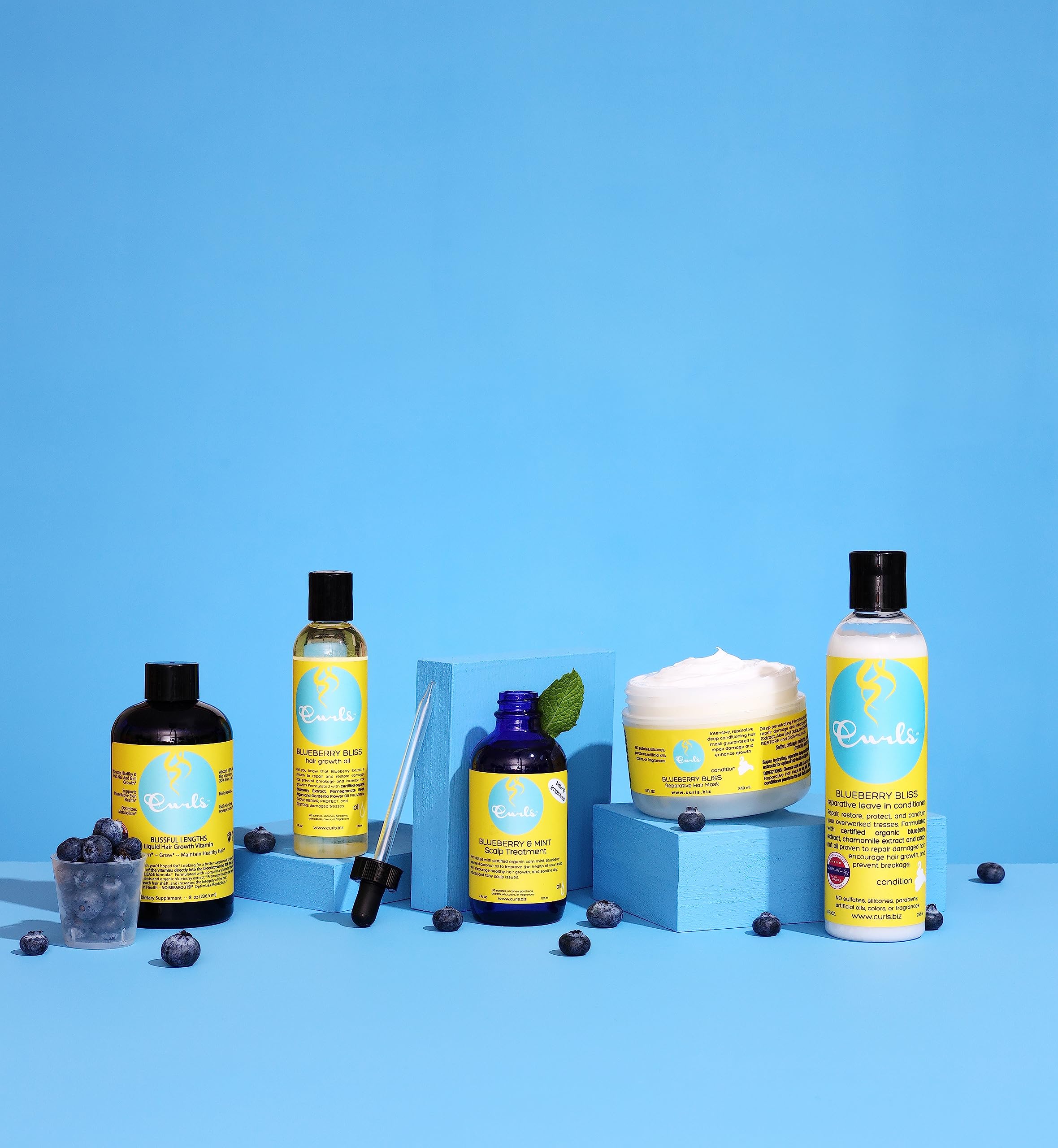 Curls Blueberry Bliss: uso diario ideal para cabello rizado y ondulado.