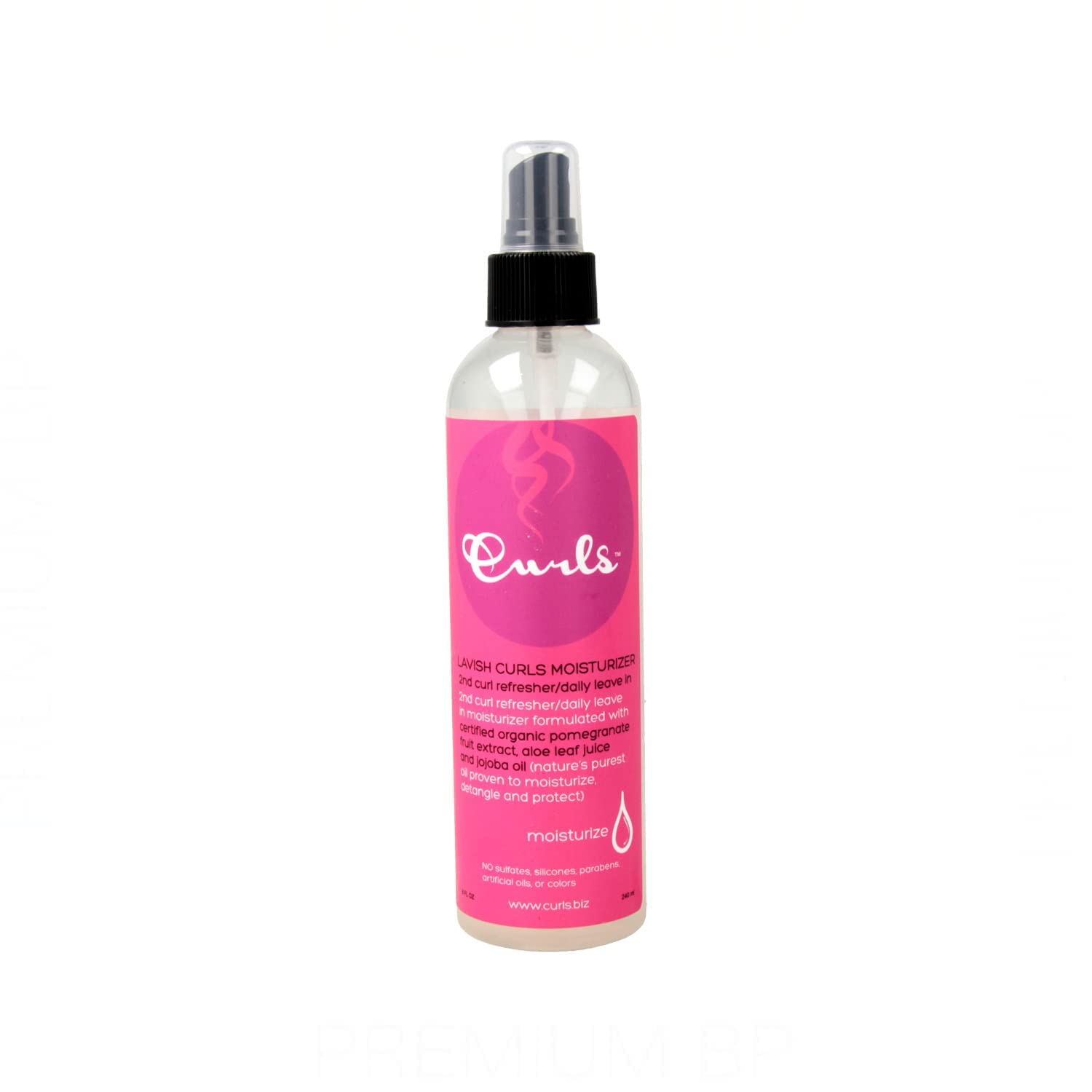Curls Lavish Moisturizer bottle on display for curls.