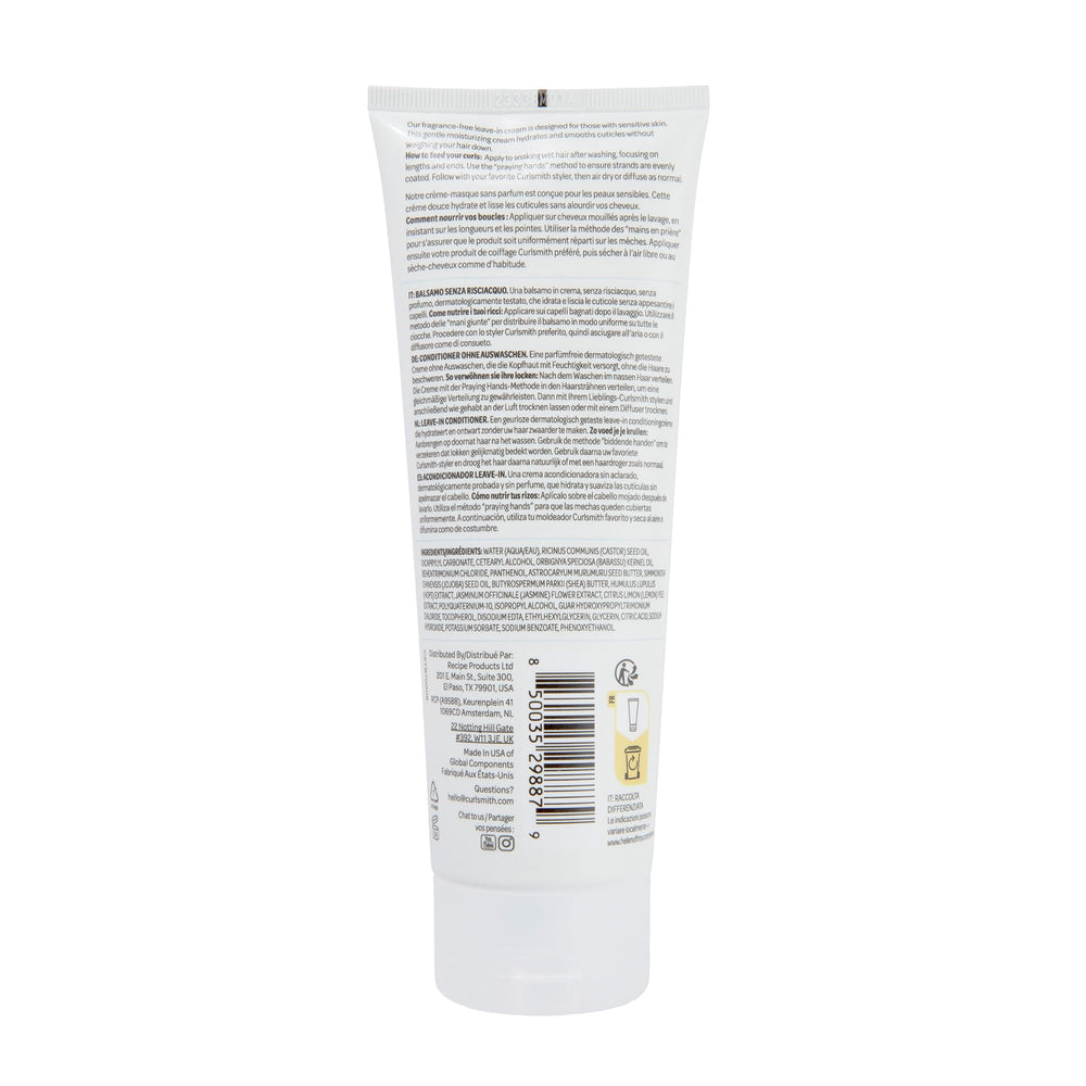 Air-dry styling using fragrance-free leave-in as base for curls.