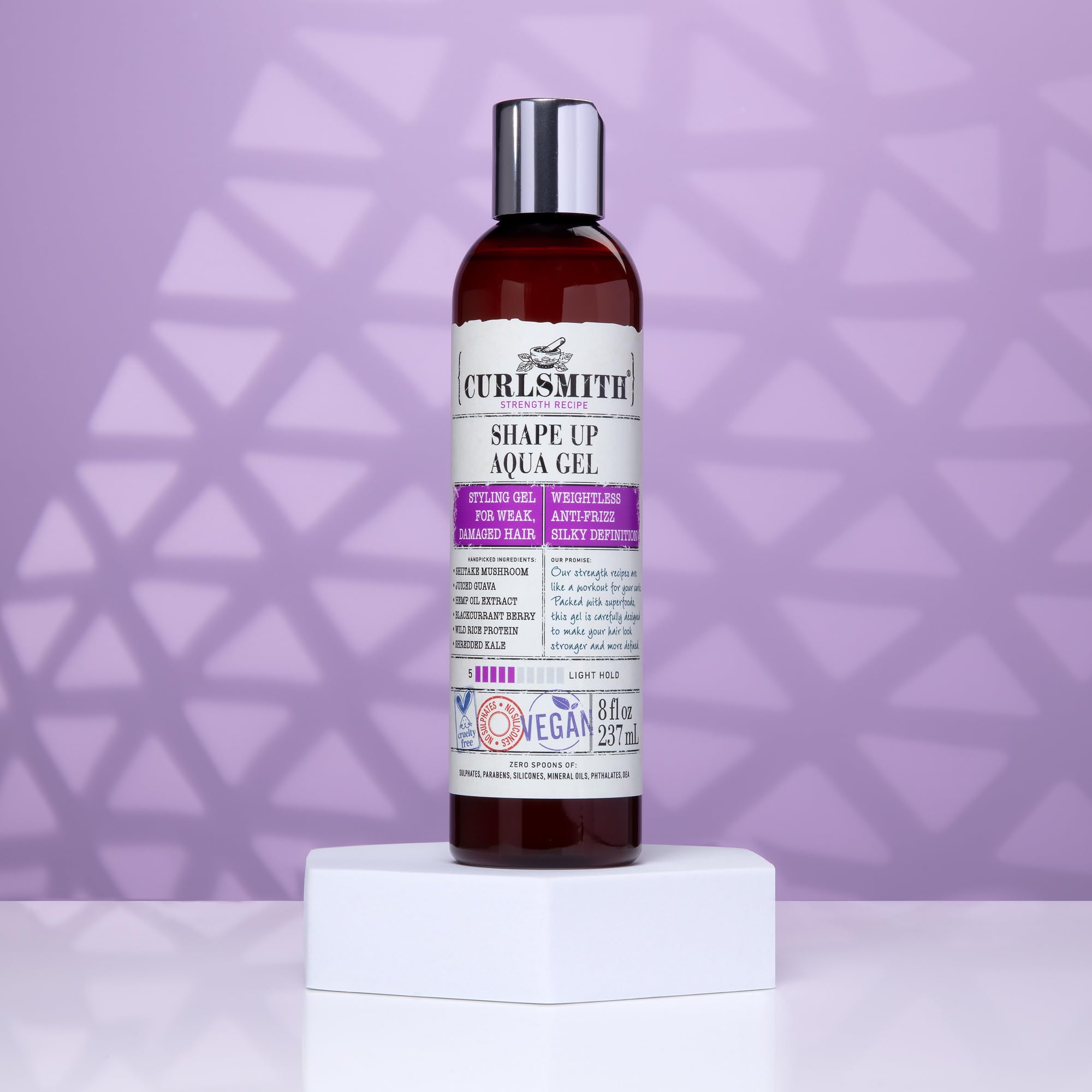 Travel-friendly CurlSmith Aqua Gel on damp hair pre-styling