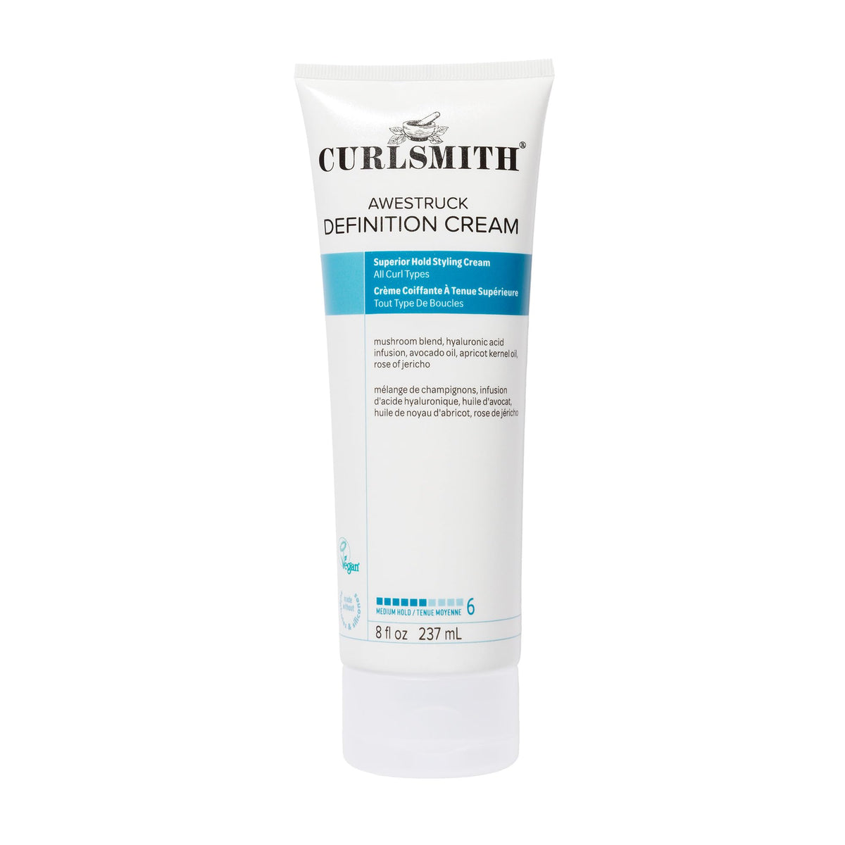 Curlsmith Awestruck Definition Cream bottle showing medium hold for defined curls
