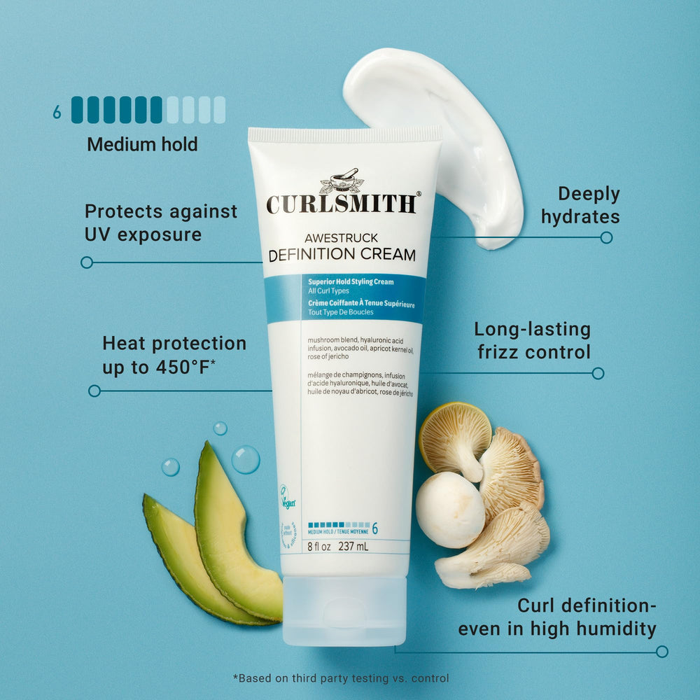 Curlsmith Awestruck Definition Cream jar open reveals creamy texture and hydration