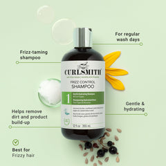 CURLSMITH Blackcurrant Seed Oil and Coconut Butter blend supports smoother cuticles.