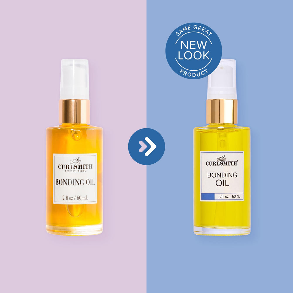 Curlsmith Bonding Oil on dry hair providing shine without heaviness.
