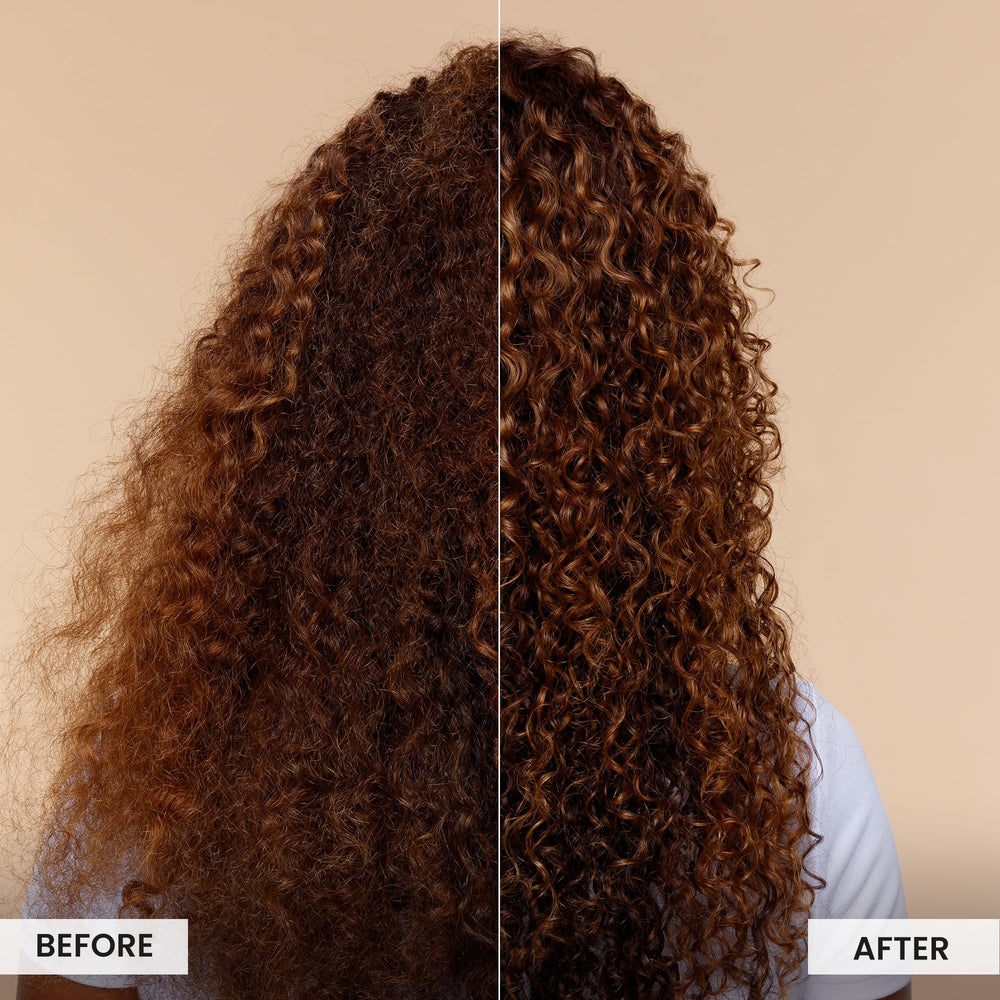 Curlsmith Bonding Oil applied to hair ends for soft, sealed moisture.