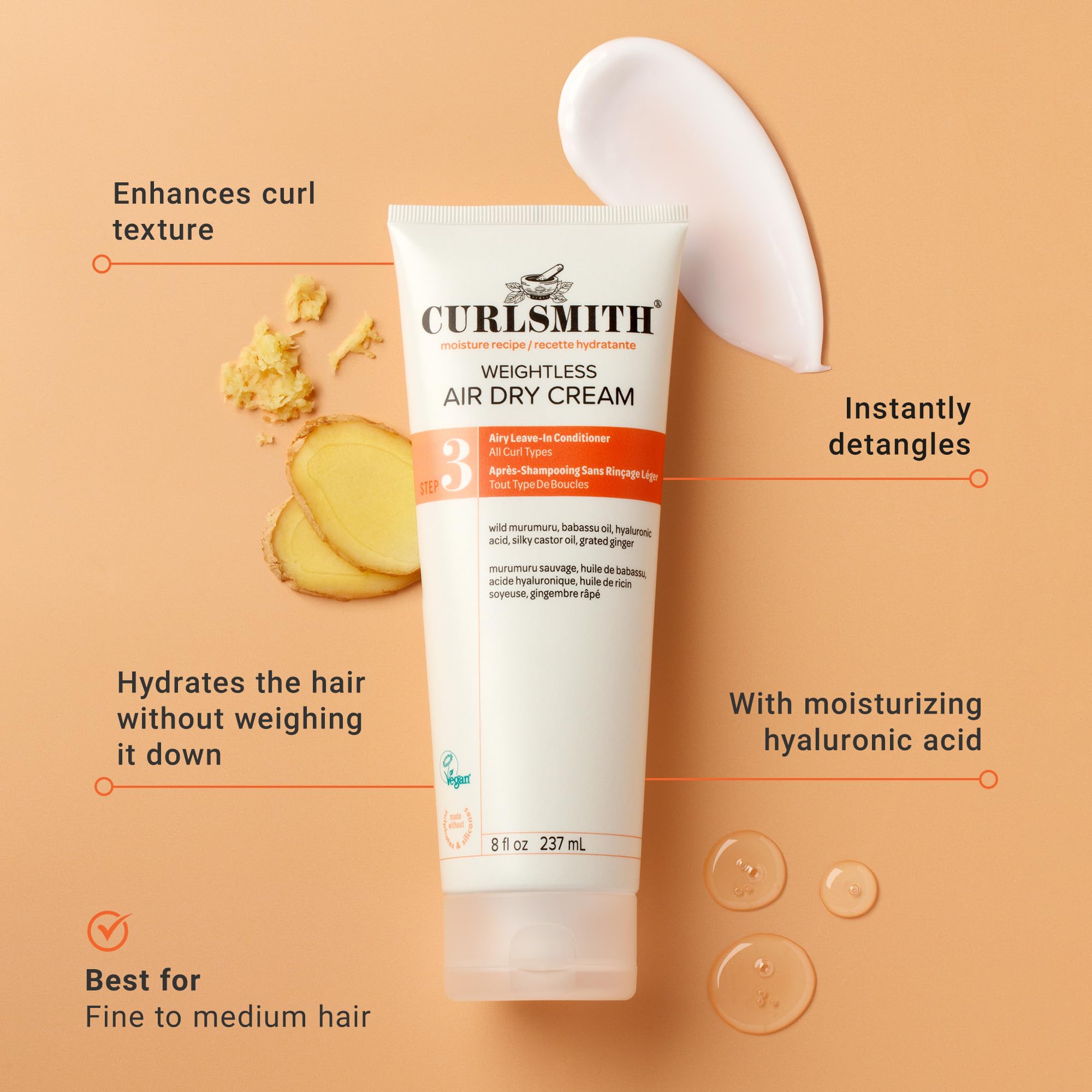 Aplicación de CURLSMITH en cabello mojado para definición natural