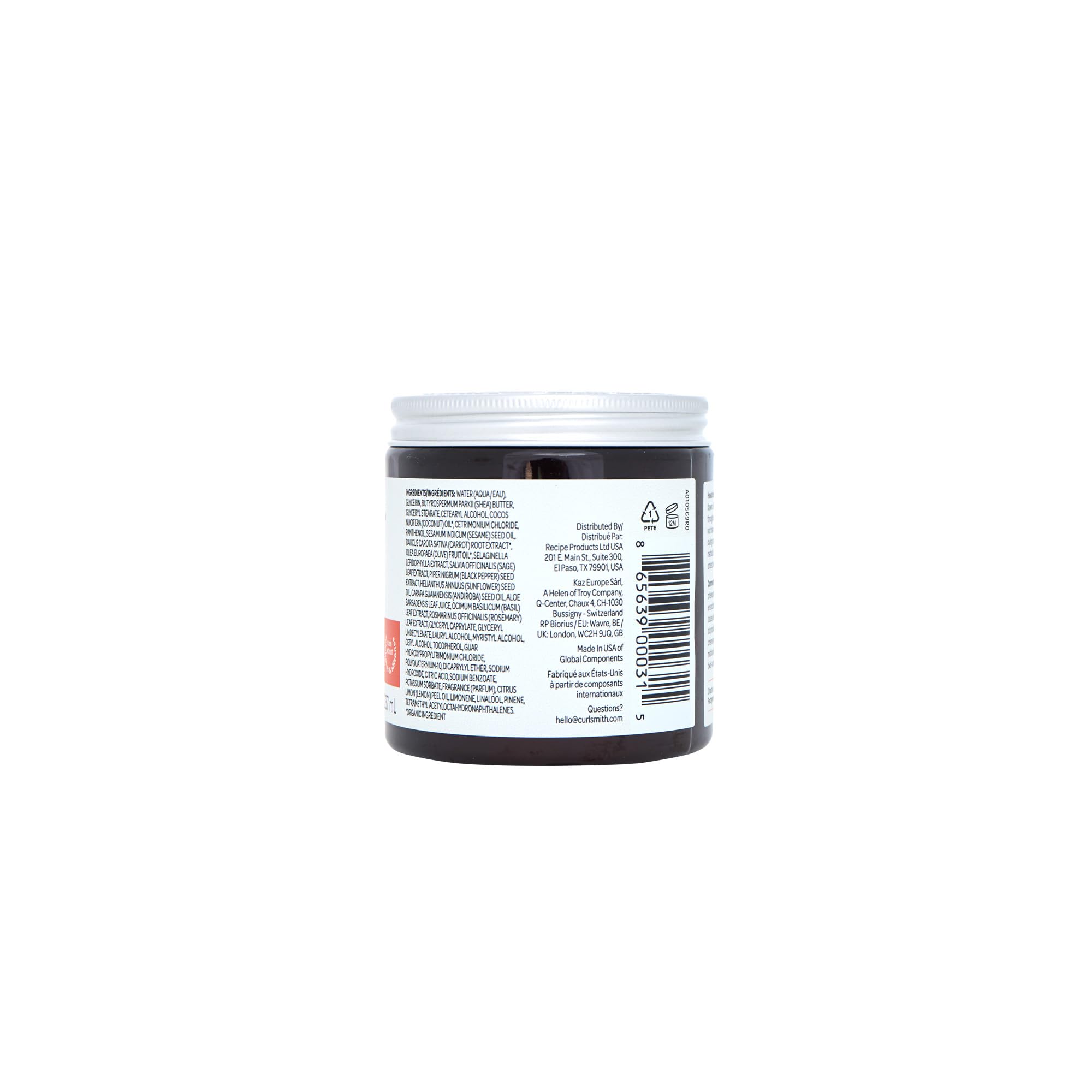 Finish appears glossy and non-greasy on curls with Curlsmith oil-in-cream