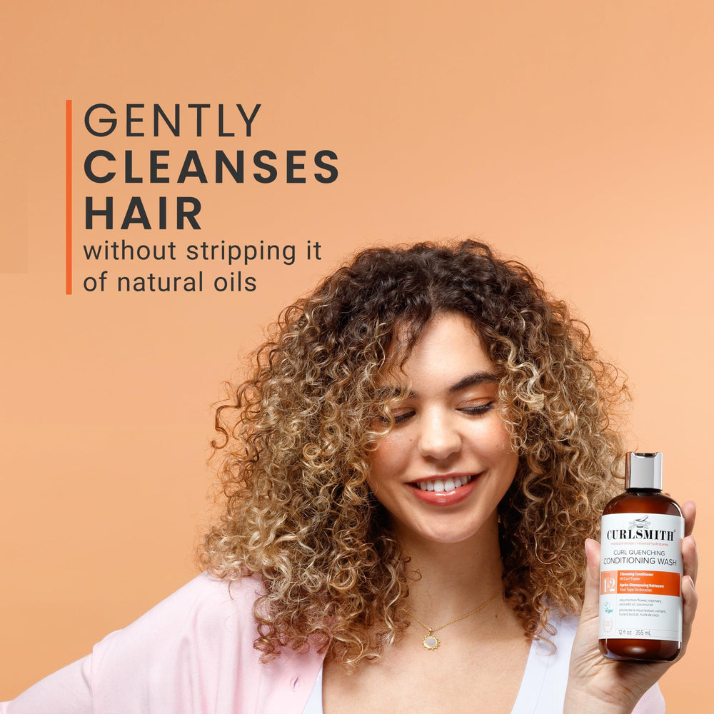 Curlsmith Curl Quenching Conditioning Wash lather close-up reveals rich moisture.