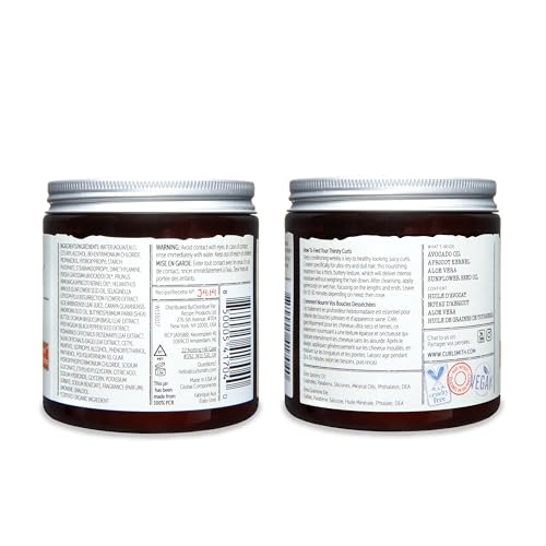 Curlsmith Deep Quencher jar back label highlights vegan, cruelty-free ingredients.