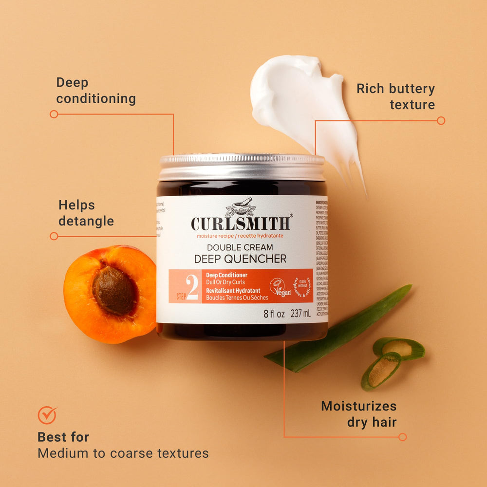 Close-up of creamy texture reveals butter-like consistency for detangling.