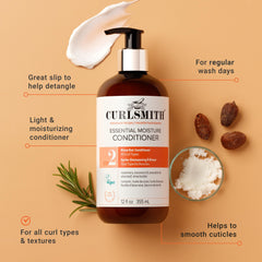Creamy texture of CURLSMITH Essential Moisture Conditioner showing detangling slip.