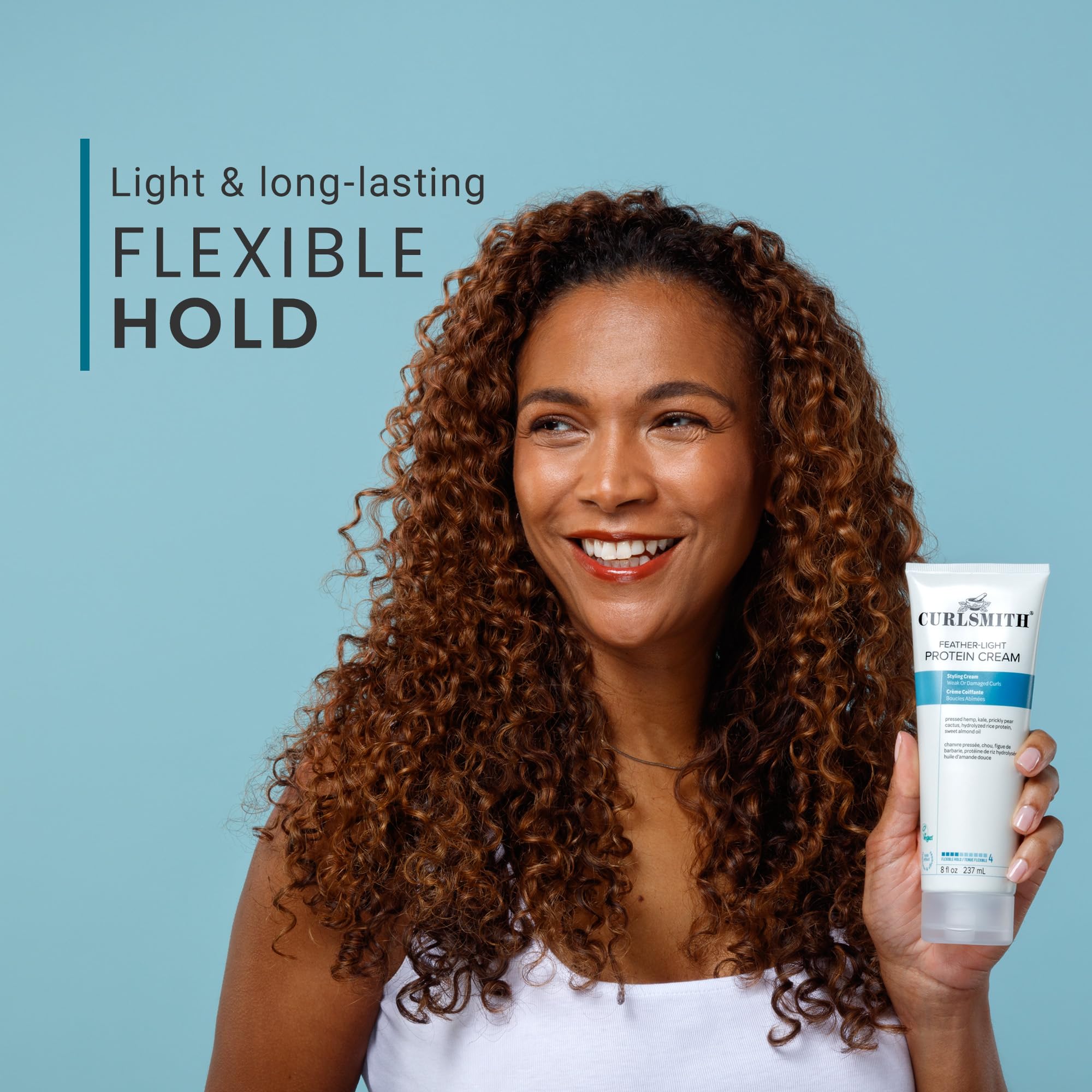 CURLSMITH Feather Light Cream yields bouncy, elastic curls.