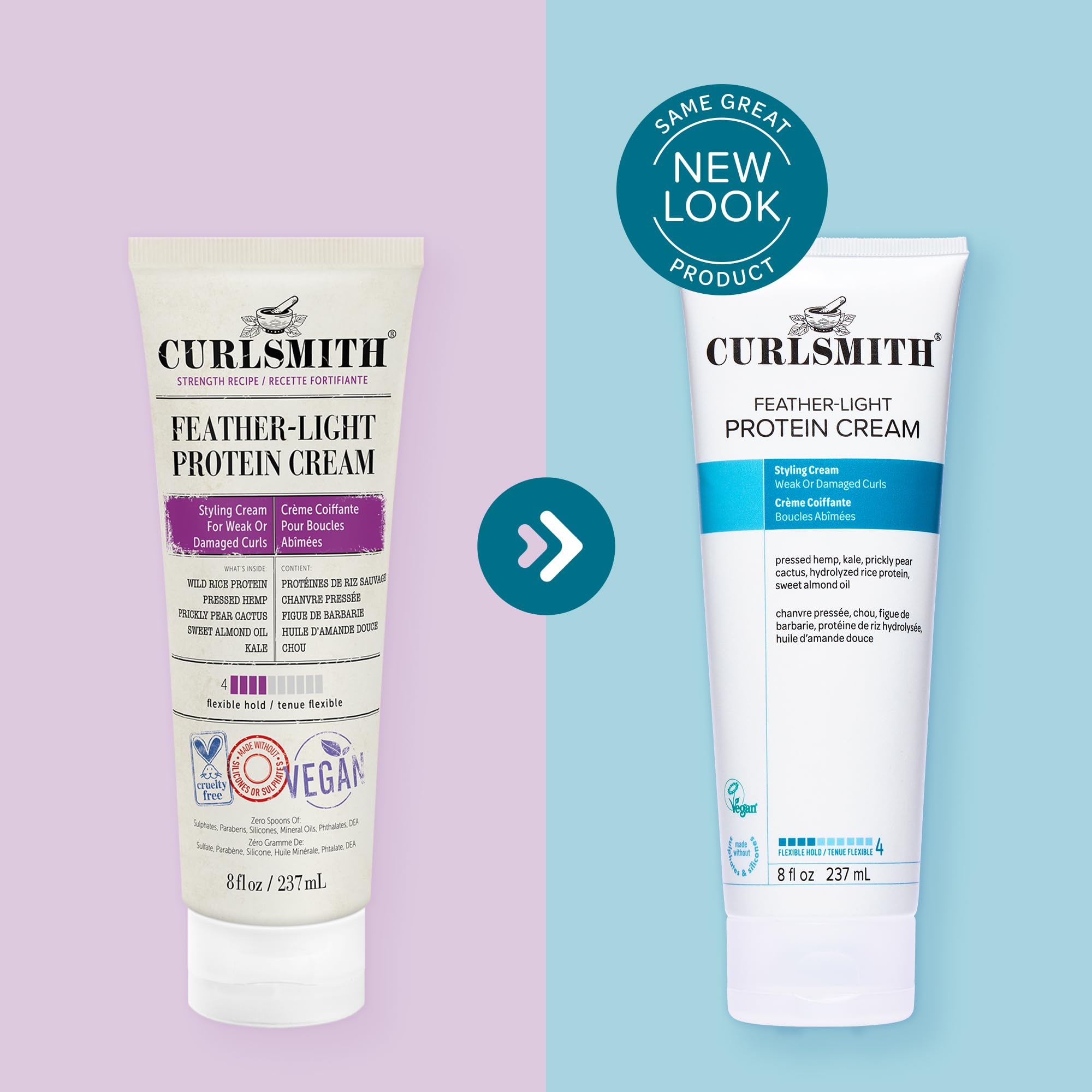 Hair with subtle gloss after using CURLSMITH Protein Cream.
